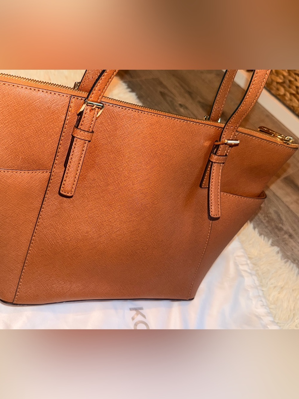 Michael Kors brown Saffiano Leather Tote with Gold Hardware - Picture 2 of 14